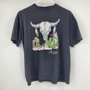 Vintage Tourchamp‎ Arizona Single Stitch Cow Skull Cactus Graphic Shirt Large
